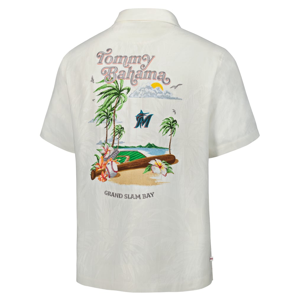  Miami Marlins Tommy Bahama Grand Slam Bay Camp Button-Up Shirt - White